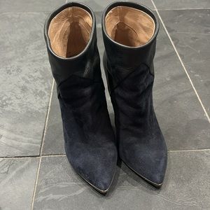 Iro bootie-2 tone: black leather heel/navy blue suede front. Size 37